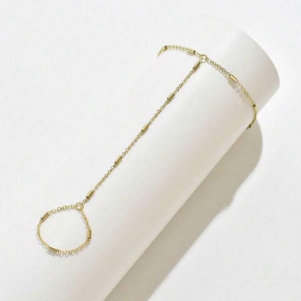 Gold Tone Hand Chain Bracelet - Picture 4 of 5